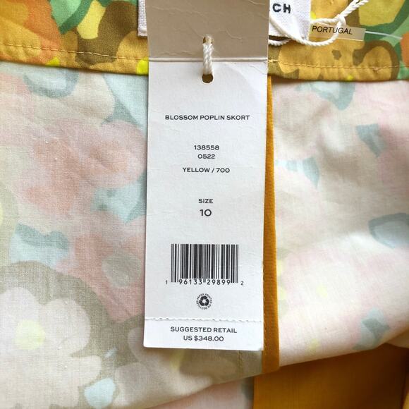 Tory Burch Blossom Poplin Skort Yellow Floral Pleated Women's Size 10 NWT - Picture 11 of 16